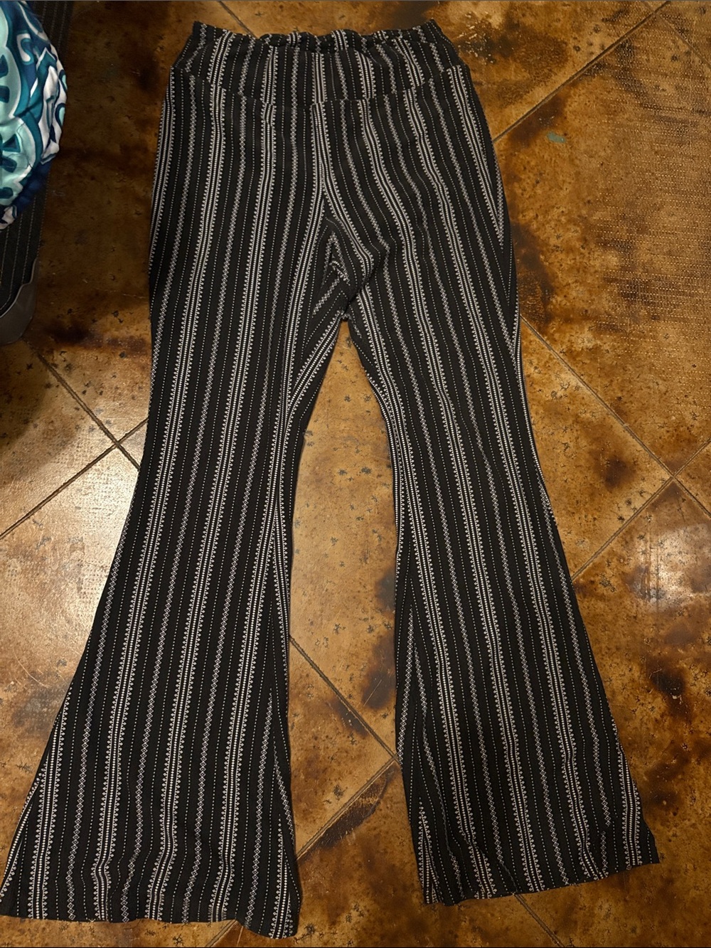 Black Striped Flared Pants - Unbranded stretch